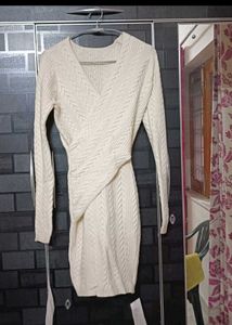 Cream Cable Knit Mini Dress