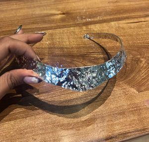futuristic Silver Tone Metal Choker