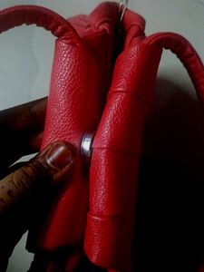Red Faux Leather Handbag
