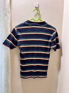 Striped Mock Neck Top