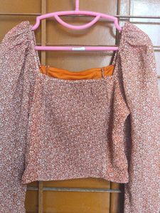 Floral Long Sleeve Crop Top