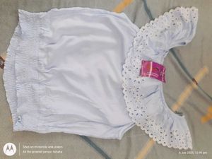 Light Blue Off Shoulder Top