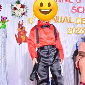 Boy's Red Shirt & Suspenders Outfit