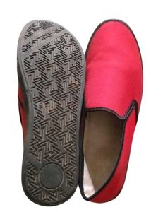 Red Canvas Slip-On Shoes