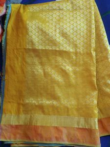 OLD Yellow Blue Banarasi Saree