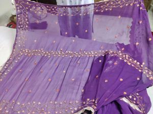 Purple Embroidered Saree