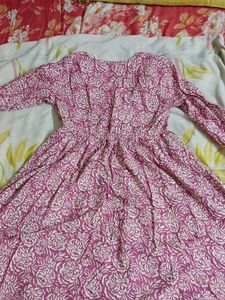 Pink Coloured Flared Mid Frock For Women