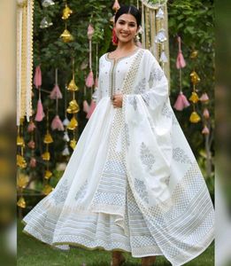 Cotton Hand Block Printed Embroidered Kurti Set