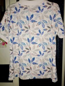 Leaf Print Peter Pan Collar Top