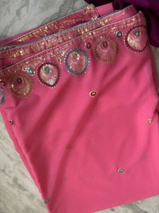 Pink Sequin Saree