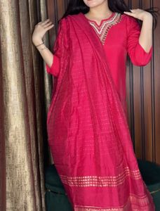 Premium Fuschia Handwork Suit Set