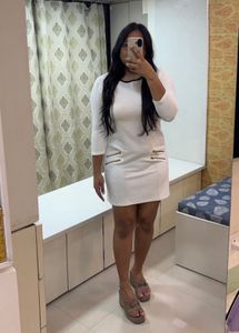 White Textured Mini Dress - not transperant