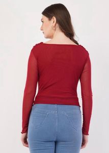 Stylish Red Long Sleeve Top