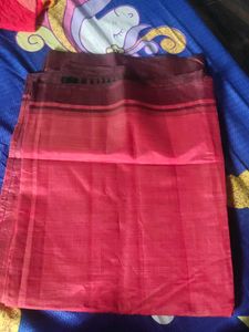 Red Silk Saree with Maroon Border
