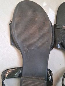 Charcoal Black Ankle Strap Sandals