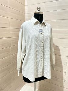 Oversized Embroidered Linen Shirt  Top
