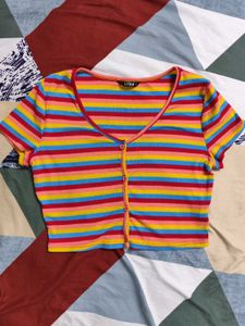 Shein Striped Button-Up Top