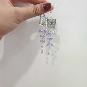 Festive Purple Crystal Earrings