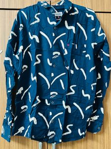 Navy Blue Printed Long Sleeve Shirt