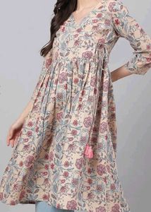 Cotton Floral Printed Angrakha Kurta