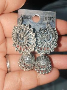 Silver Jhumka Earrings