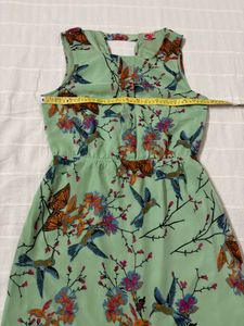 Mint Dress With Birds &amp; Butterflies