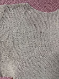 Beige Knit V-Neck Top