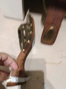 Wooden sandal With Green Velvet design