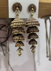 Goldplated 5 step long jhumka women earrings