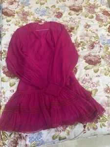 Magenta Wrap Mini Dress