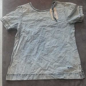 Pepe Jeans Light Wash Denim V-Neck Top | Casual Vi