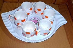 Tea Cup Tray White Color Or Pink Design