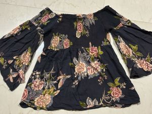 Off Shoulder Bell Sleeves Floral Top