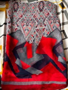 ash saree with red blouse