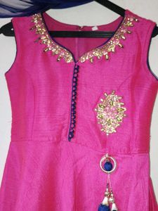 Pink Embroidery Design Anarkali