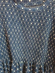 Blue Patterned Peplum Top