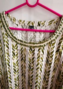 Leaf Print Green Kurta