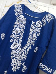 Blue Embroidered Kurti