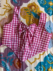 hand stitch Corset Top with Bow