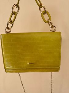 Lime Green Croc-Embossed Bag