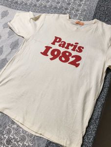 Heyday Women Cream Cotton Printed Regular Tshirt