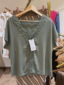 Elegant Olive Green Lace Top