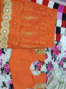 heavy mirror work saree
