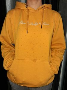 Stylish Mustard girls Hoodie with heart print