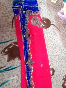 Work Saree With Blouse Stitched