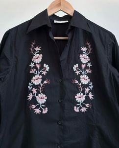 Black Embroided Cotton Shirt Pretty
