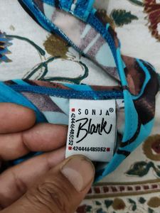 Blue Floral Bikini Top