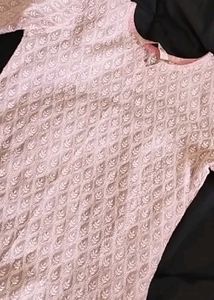 Embroidered Chikankari Pink Straight Kurta💕🍁
