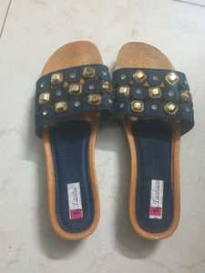 Stylish Blue Embellished  Flates