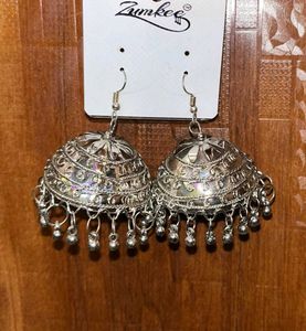 Silver Jhumka Earrings